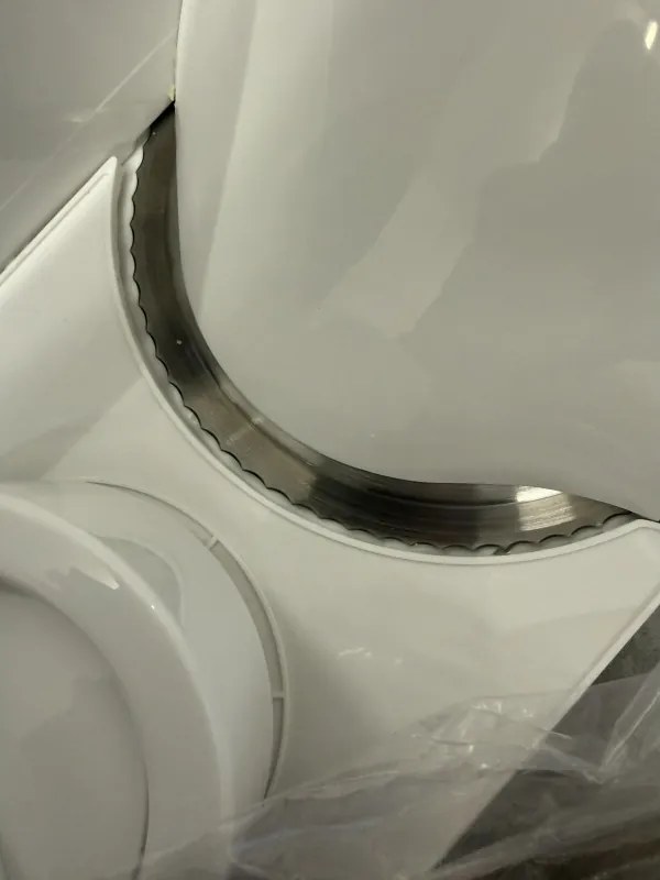 La mâna a doua: Feliator electric mezeluri Rosberg R51990A, 150W, Lama otel 15 cm, Grosime 0-15 mm, Alb