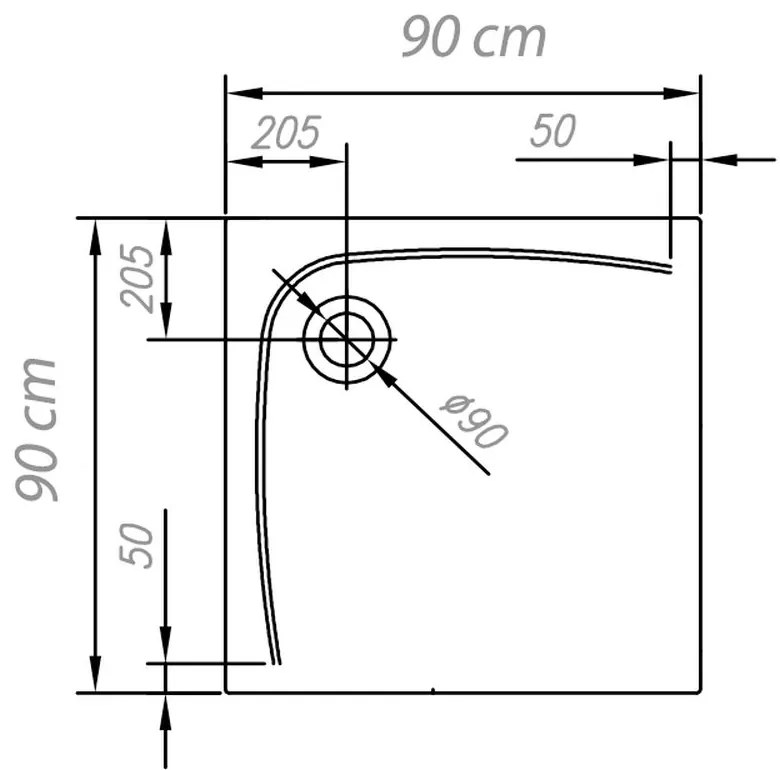 Cadita dus patrata 90x90 cm KolpaSan, Evelin 900x900 mm