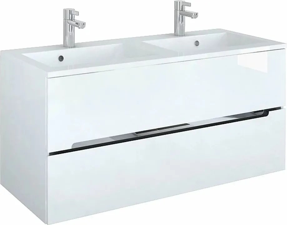 Set dulap suspendat si lavoar compozit Oristo Silver mdf alb 120 cm