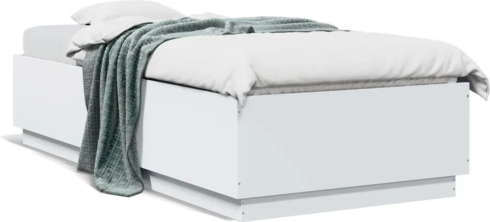 vidaXL Cadru de pat, alb, 90x200 cm, lemn prelucrat