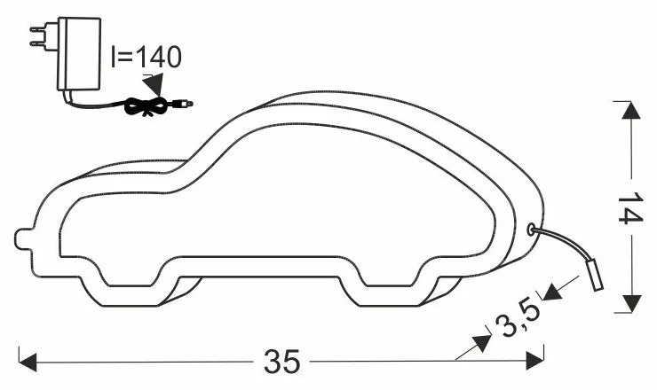 Veioză pentru copii roz Car – Candellux Lighting