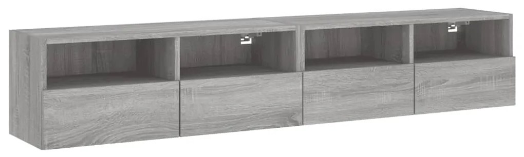 836879 vidaXL Comode TV de perete, 2 buc., gri sonoma, 80x30x30 cm, lemn