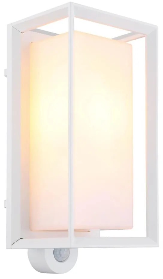 Aplică de exterior cu senzor Globo 31982WS LOGANA 1xE27/60W/230V IP44 alb