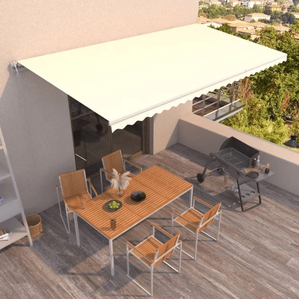 vidaXL Copertină retractabilă automat, crem, 600x350 cm