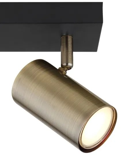 Spot ROBBY 2xGU10/35W/230V negru/alamă Globo 57911-2M