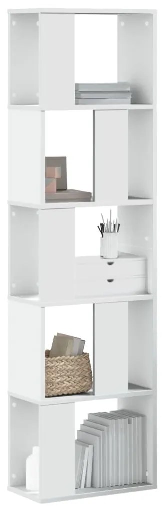 vidaXL Bibliotecă cu 5 niveluri, alb 45x23,5x162,5 cm lemn prelucrat