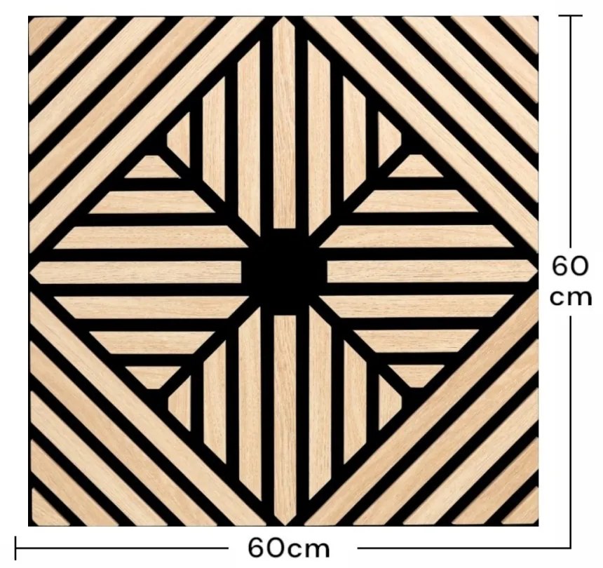 Panou riflaj acustic decorativ, MDF si pasla, AC21, 60x60x1.8cm, Stejar