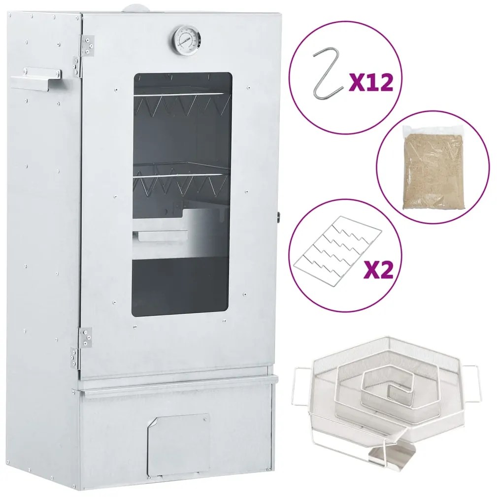 vidaXL Afumătoare cuptor/grătar, generator fum rece, oțel galvanizat