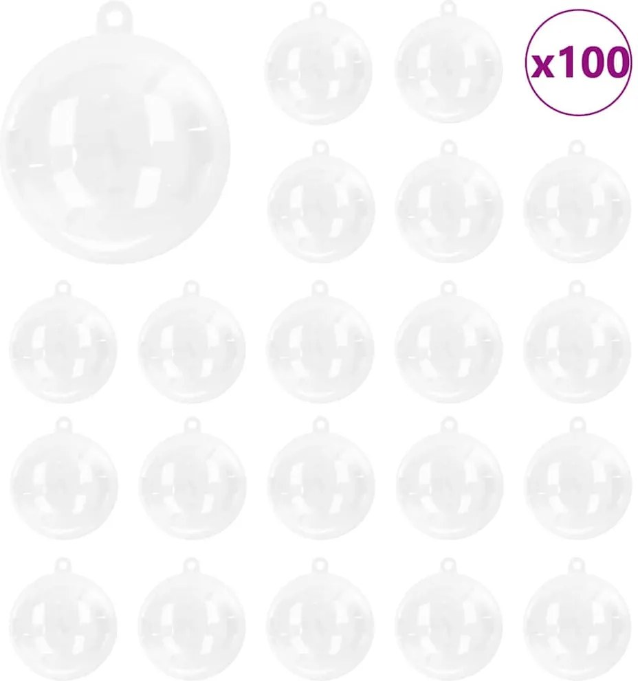 vidaXL Set de Globuri de Crăciun 100 pcs Transparent Ø 8 cm