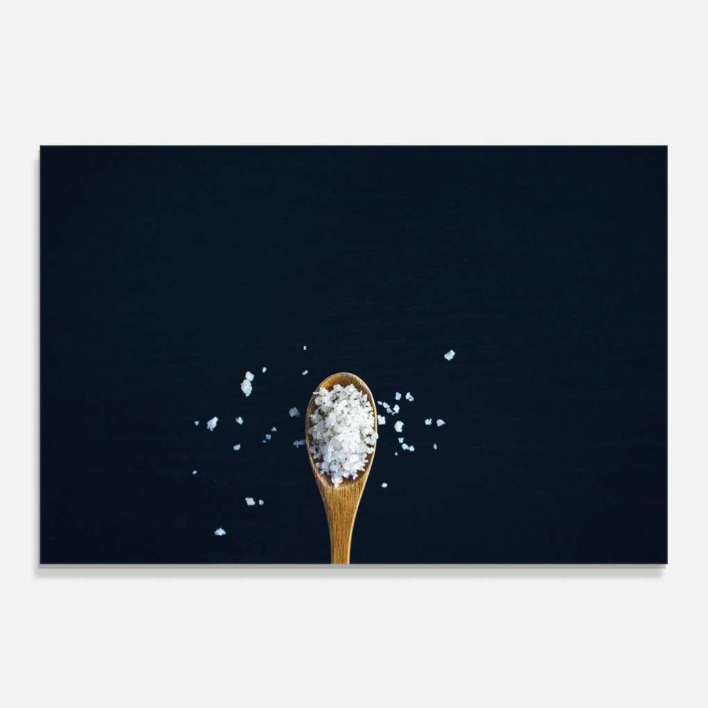 Panou Sticla Bucatarie, 80x120cm, Protectie aragaz, Antistropi, Termorezistent, Alimente, Condimente, Salt On Black