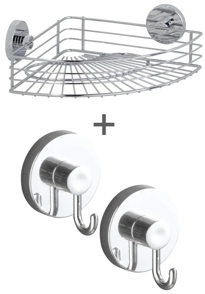 Set de accesorii de baie argintiu lucios autoadeziv Bari – Wenko