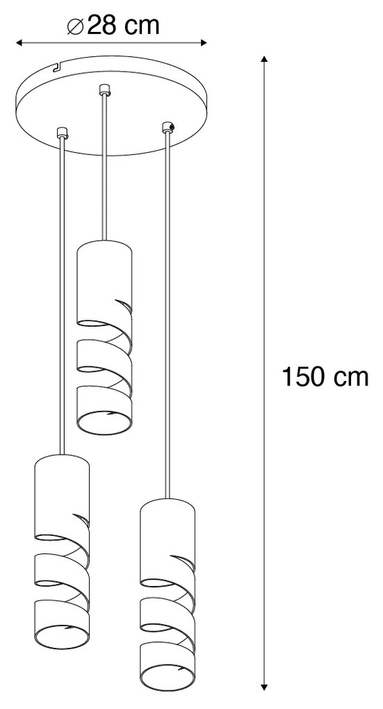 Lampă suspendată modernă neagră cu 3 lumini - Stream