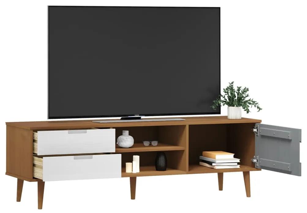 Comoda TV, maro, 158x40x49 cm, lemn masiv de pin 1, Maro