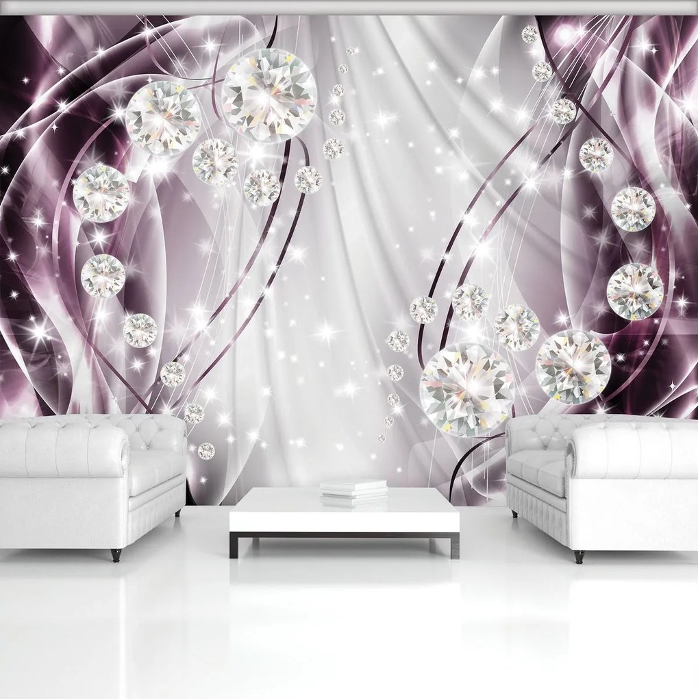 Fototapet - Abstract, diamante, argint și violet (254x184 cm)