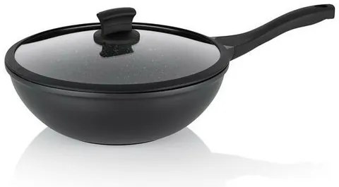 Kela Wok cu capac STELLA NOVA, aluminiu turnat,negru, 30 cm, 5 l