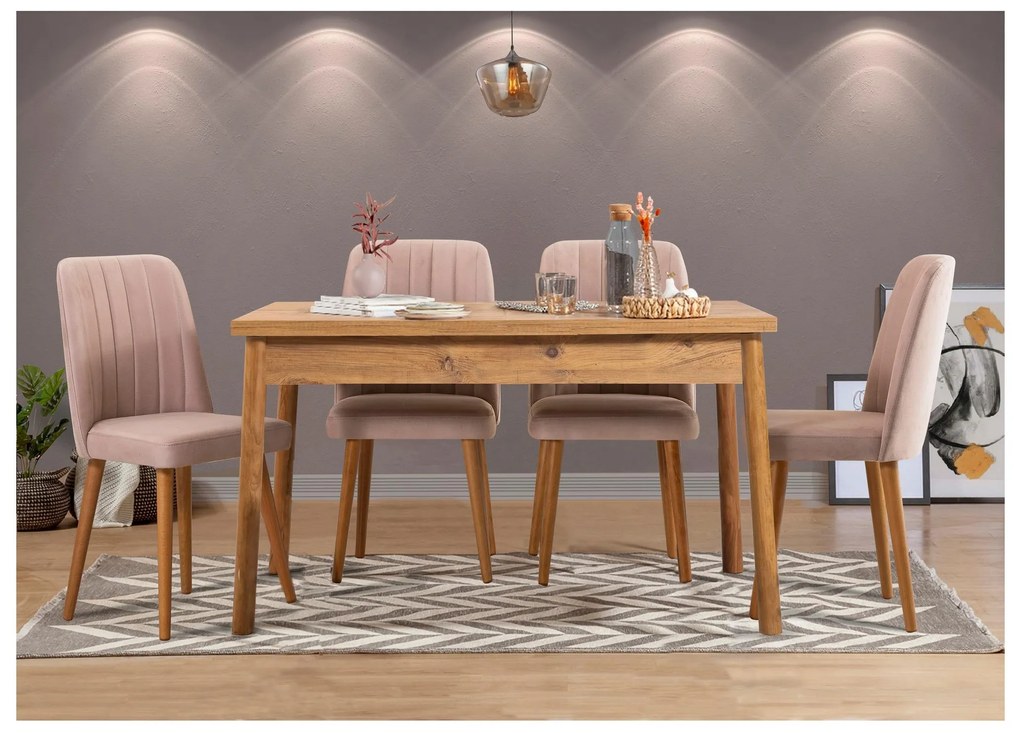 Set mobilier sufragerie Bimuvo 5 (pin atlantic + piatră) (pentru 4 persoane). 1095062