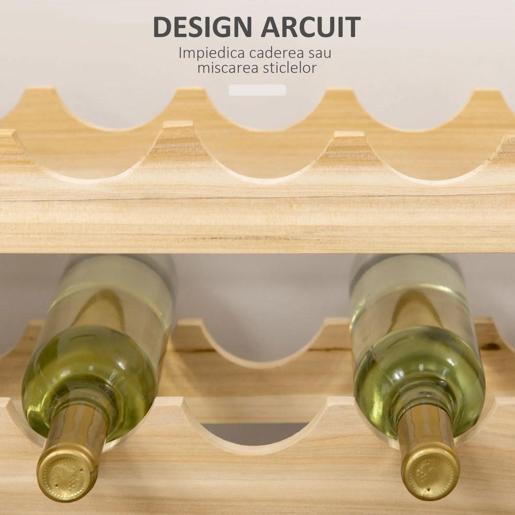 HOMCOM Raft pentru Sticle din Lemn de Brad cu 6 Rafturi pentru 72 de Sticle, 114x28x85 cm, Lemn Natural | Aosom Romania