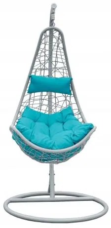 Scaun leagan suspendat, poliratan, gri/albastru, max 120 kg, 79x70x120 cm