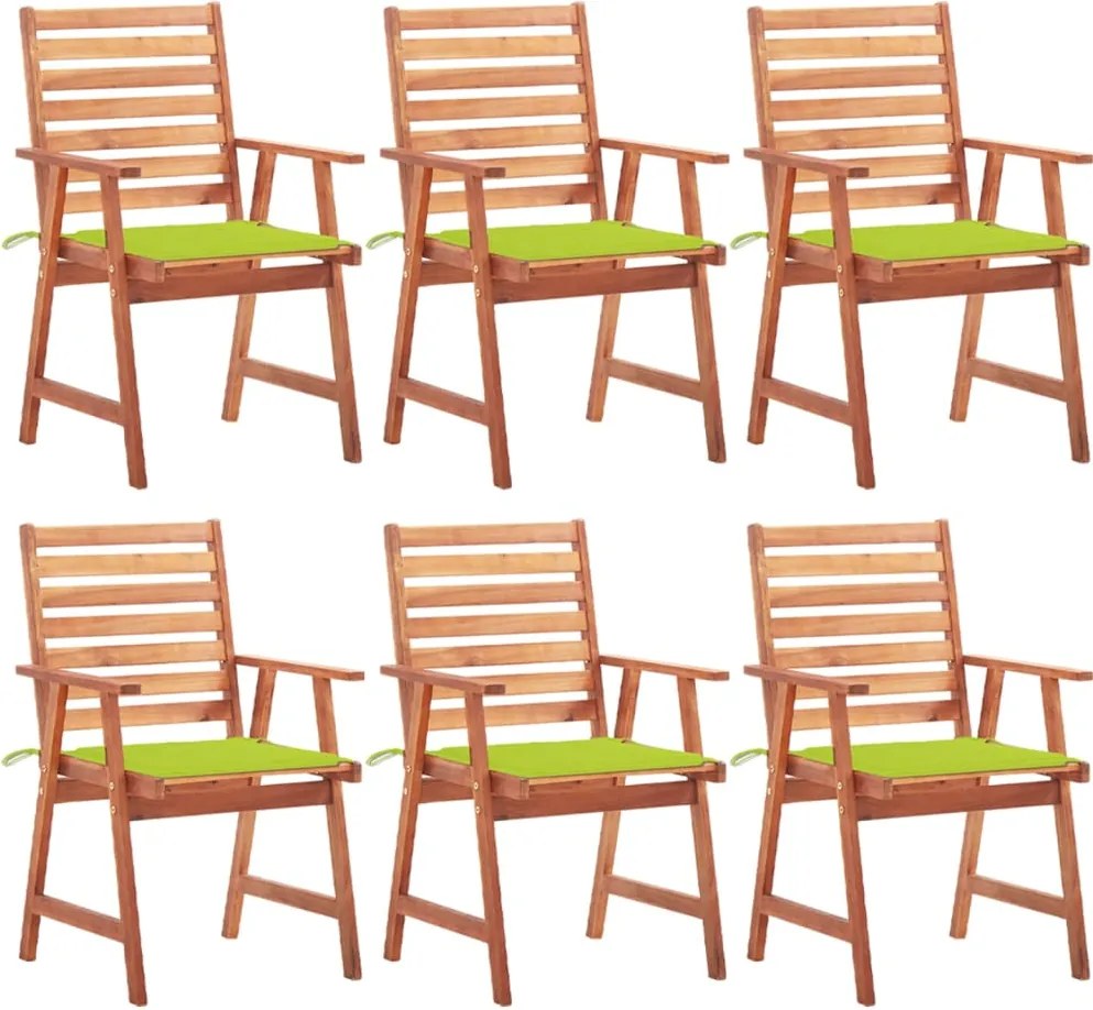 vidaXL Scaune de exterior cu perne, 6 buc., lemn masiv de acacia