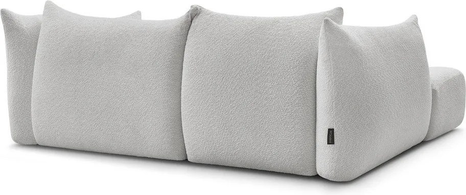 Colțar gri deschis cu tapițerie din țesătură bouclé (cu colț pe partea stângă/cu șezlong) Azra – Bobochic Paris