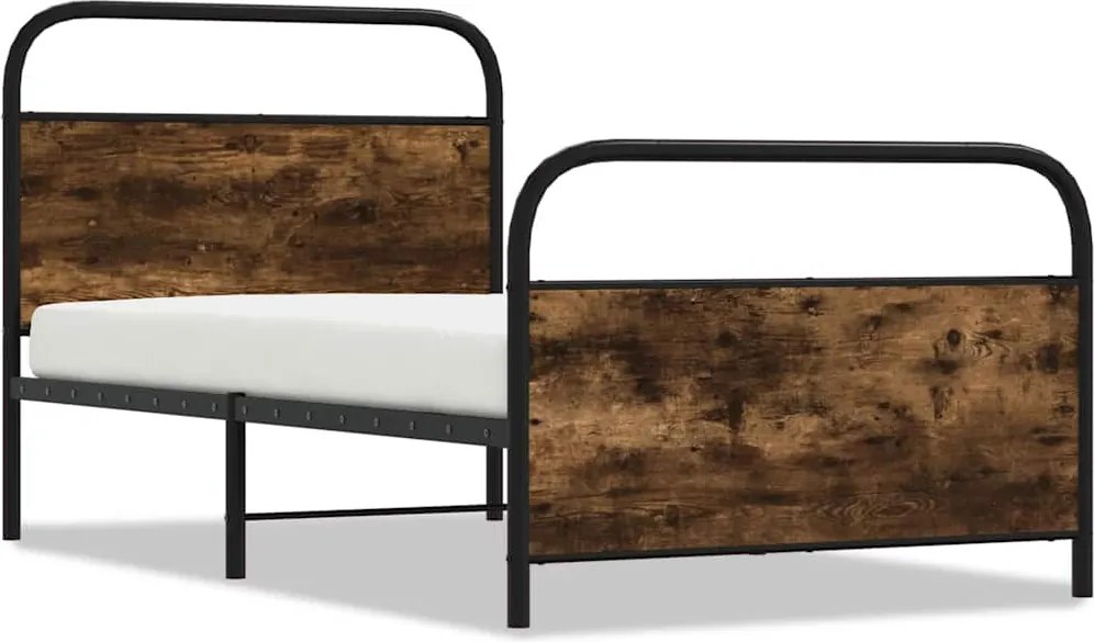 vidaXL Cadru de pat fără saltea 90x200cm Stejar fumuriu lemn prelucrat