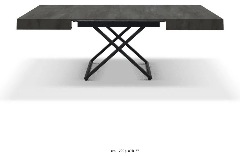Masa Transformabila, extensibila, cu sistem de ridicare-coborare - LEMN RUSTIC - 120 cm / 80 cm - Transformabila