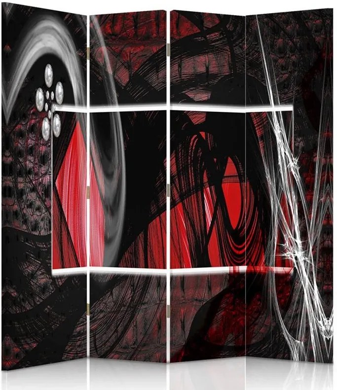 CARO Paravan - Interior - Red Abstraction | cvadripartit | reversibil 145x150 cm
