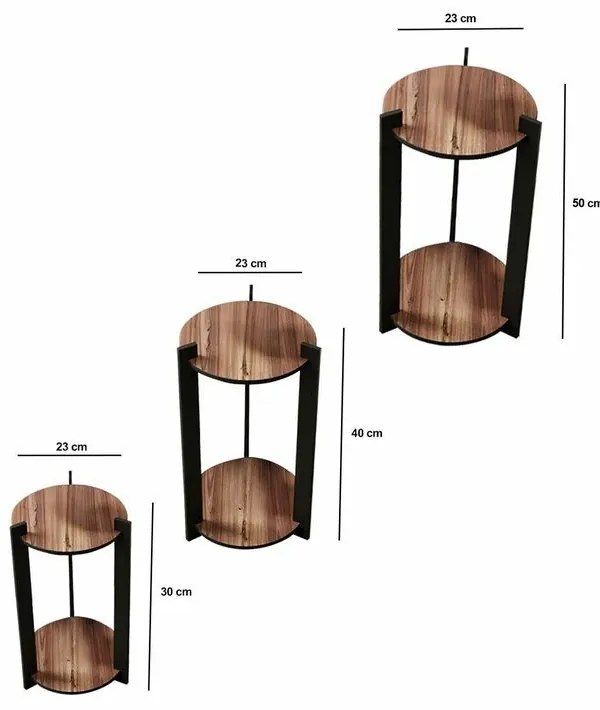 Suport pentru flori Flower Desk Round - Nuc