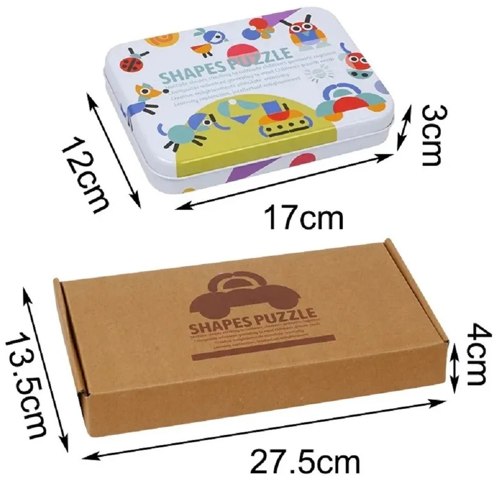 Puzzle cu forme logice, jucărie din lemn Montessori