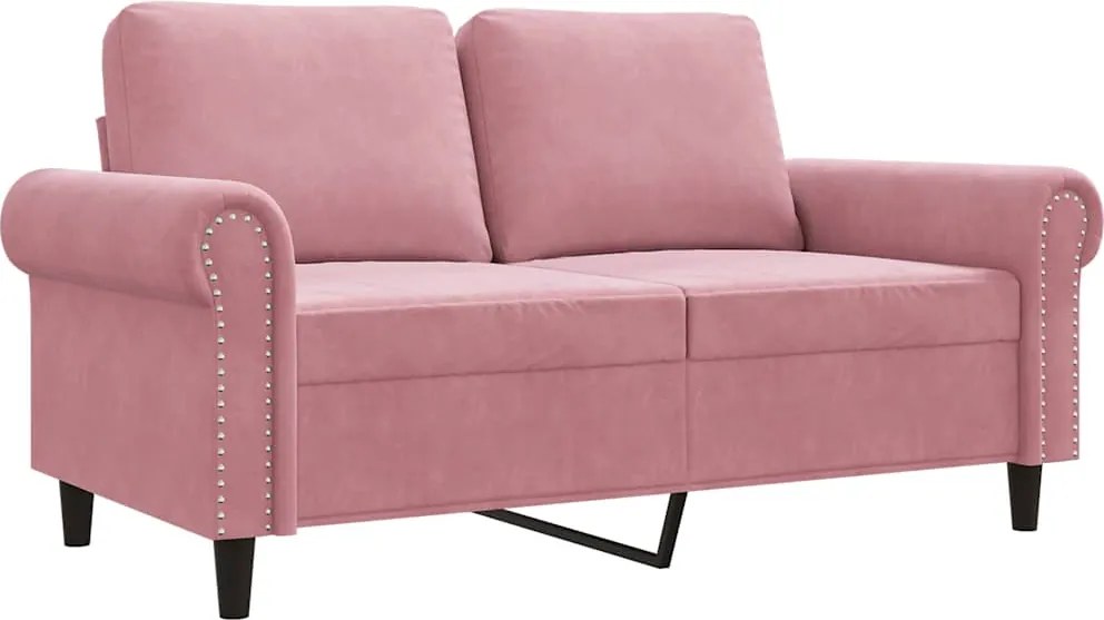 vidaXL Canapea cu 2 locuri, roz, 120 cm, catifea