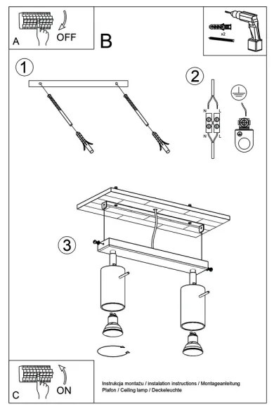 Lampă spot RING 2 2xGU10/40W/230V negru