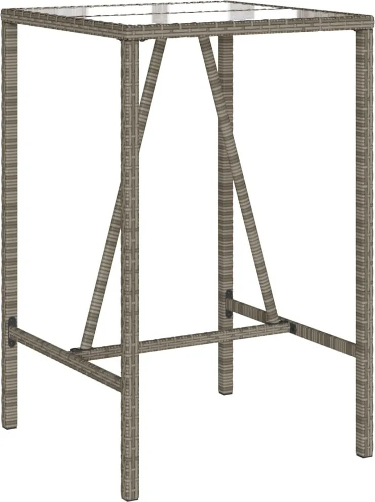 vidaXL Masă de bar de exterior, gri, 70x70x110 cm, poliratan