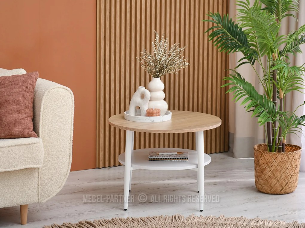 Măsuță de cafea Randolf S (sonoma + alb). Promo -10%. 1111696