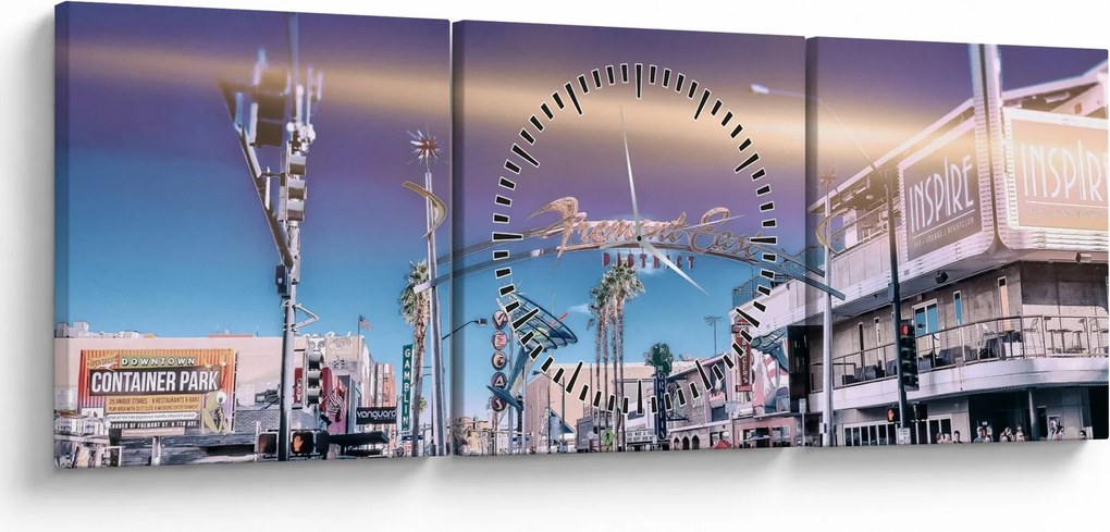 Tablou cu strada în Las Vegas (cu ceas) (90x30 cm)