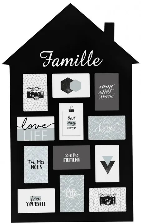 Rama foto Maison Black, MDF negru, 12 poze, 52 x 1.5 x 82.5 cm