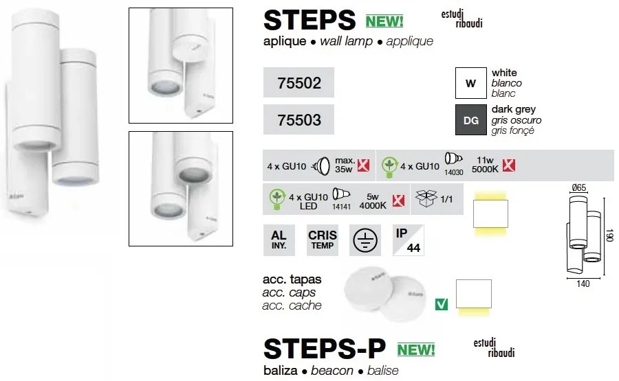 Aplica de perete exterior IP44 Steps 75503