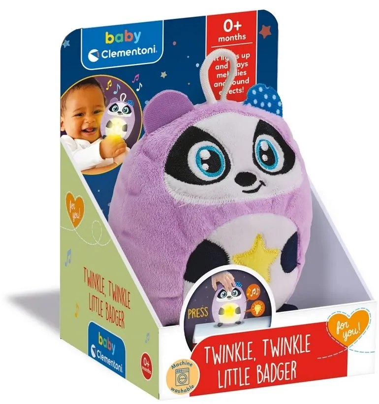 Jucărie de pluș Clemmy baby Bursuc interactiv cu lumină nocturnă și sunete