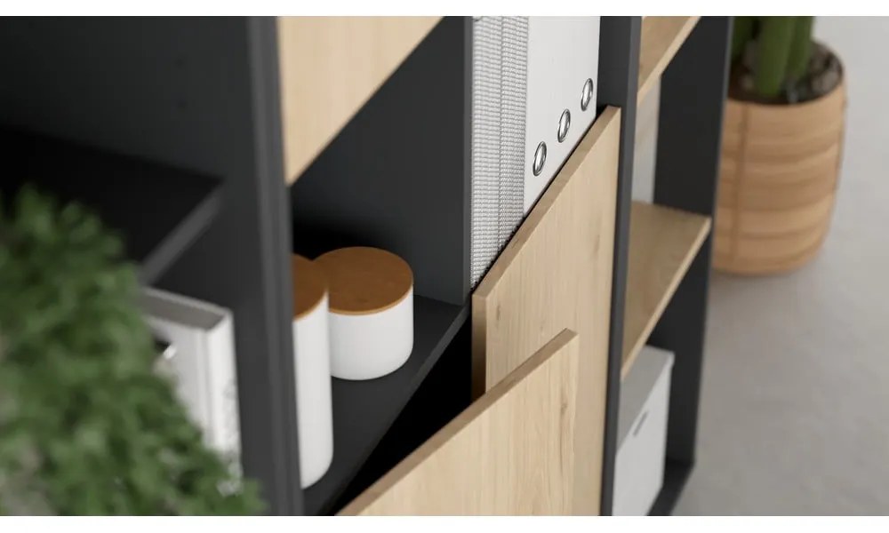 Bibliotecă cu aspect de lemn de stejar 80x205 cm Sign – Tvilum