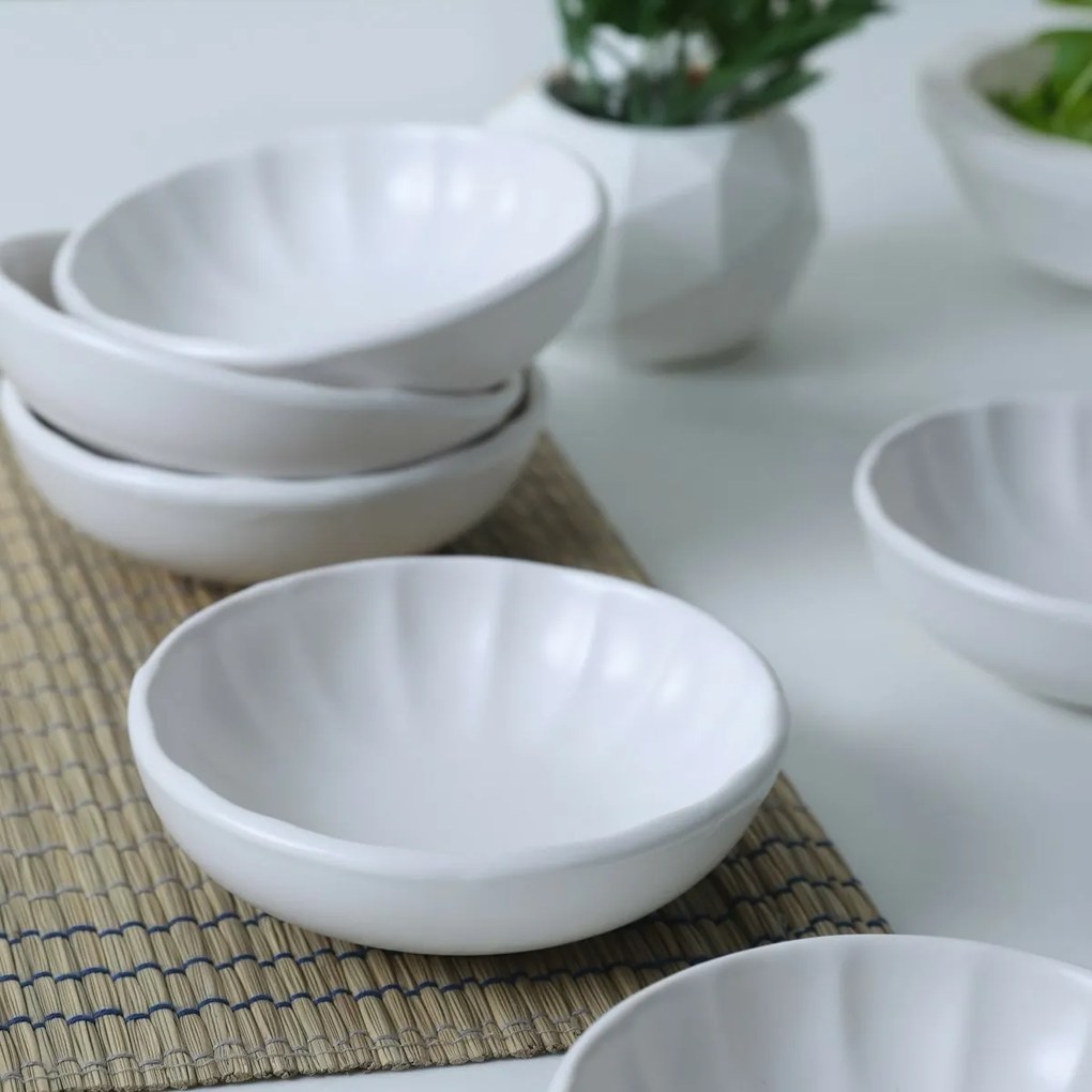 Set de 6 boluri din ceramică Laguna 12 cm, alb
