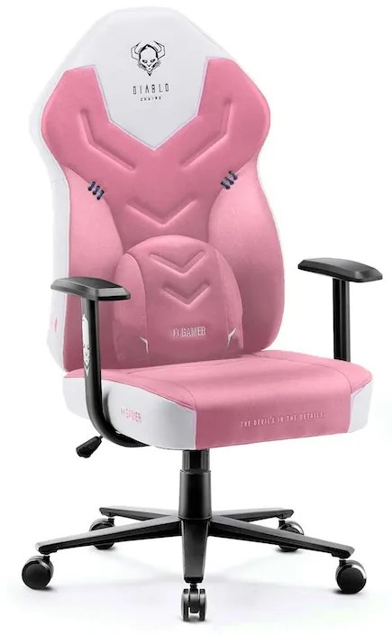 Scaun de gaming din material Diablo X-Gamer: Marshmallow Pink,Roz Diablochairs