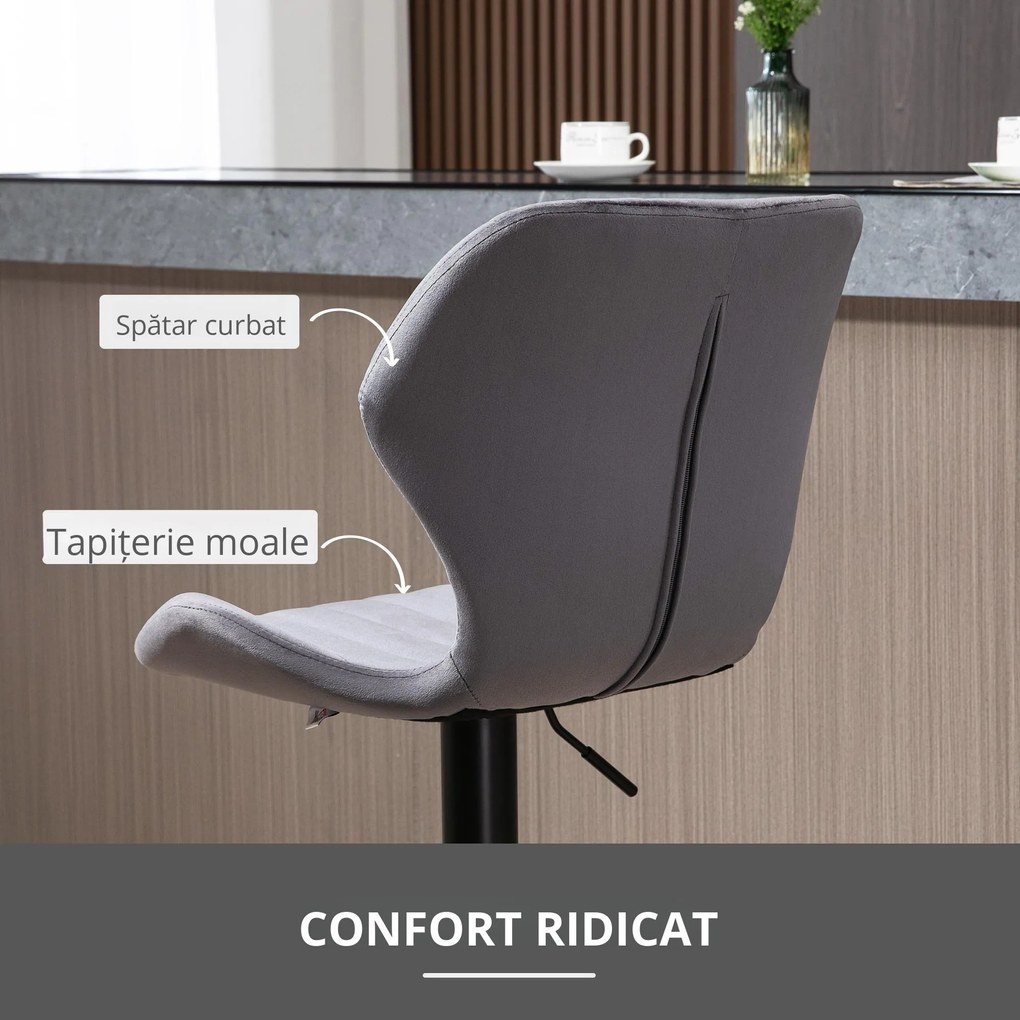 Set 2 scaune bar, inaltime reglabila, imitatie catifea HOMCOM | Aosom Romania