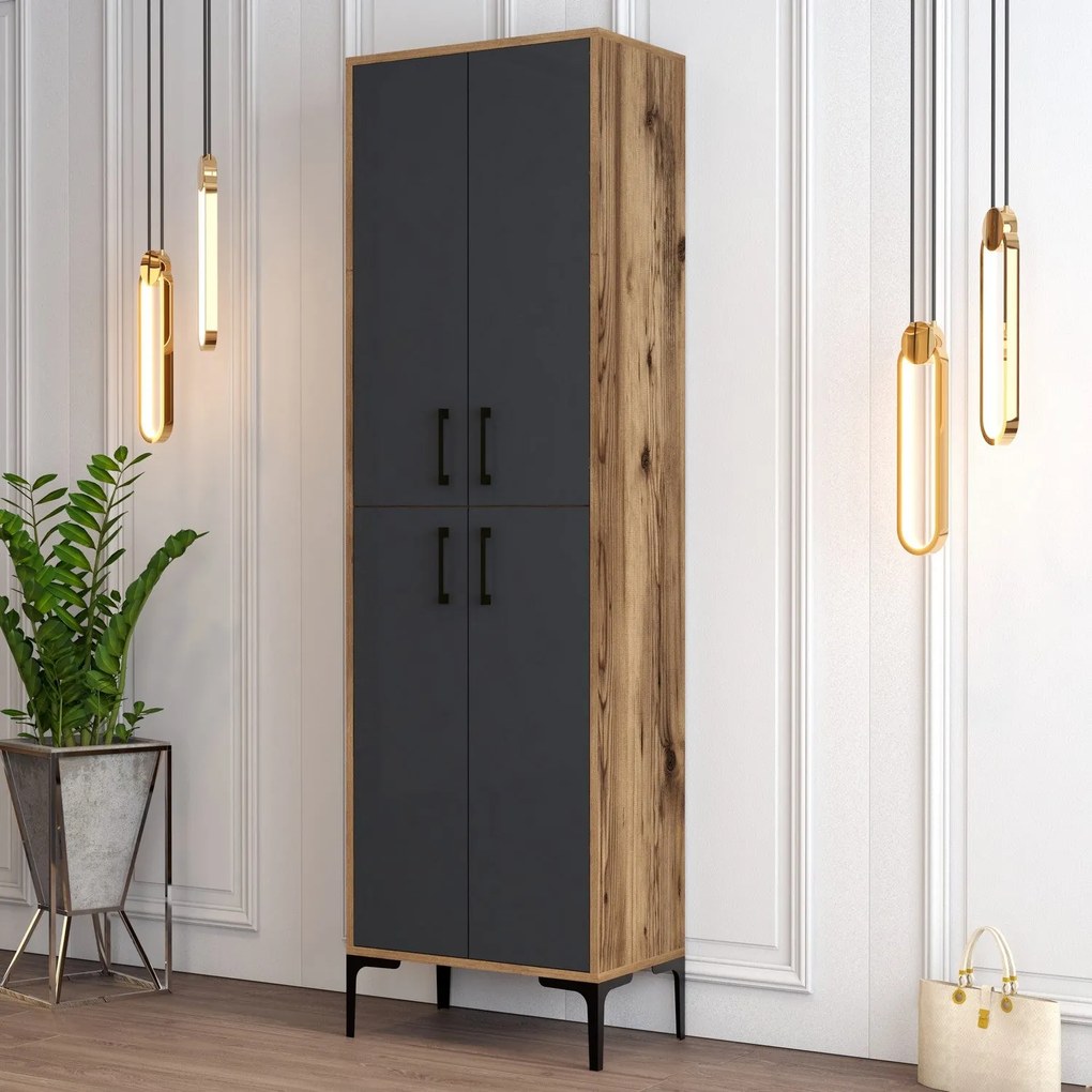 Comodă pentru pantofi Berlin A - Walnut, Anthracite