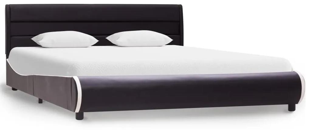 285022 vidaXL Cadru de pat cu LED, negru, 120 x 200 cm, piele ecologică