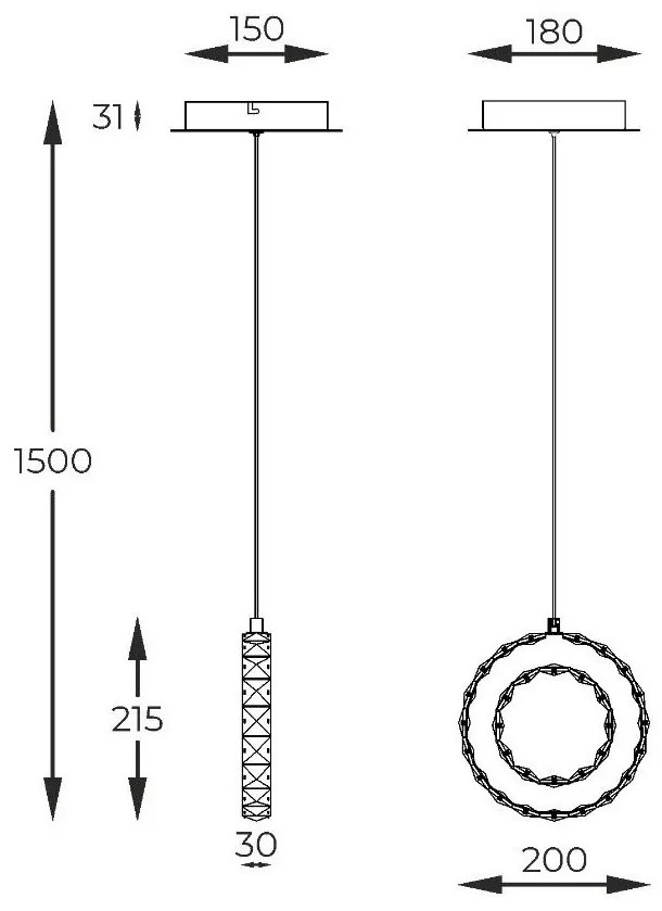 Lustra LED suspendata design modern Girona auriu