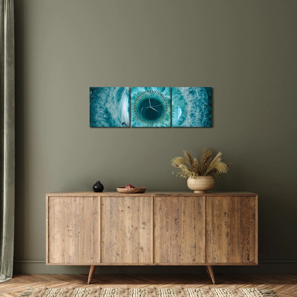 Tablou marea cu barca (cu ceas) (90x30 cm)
