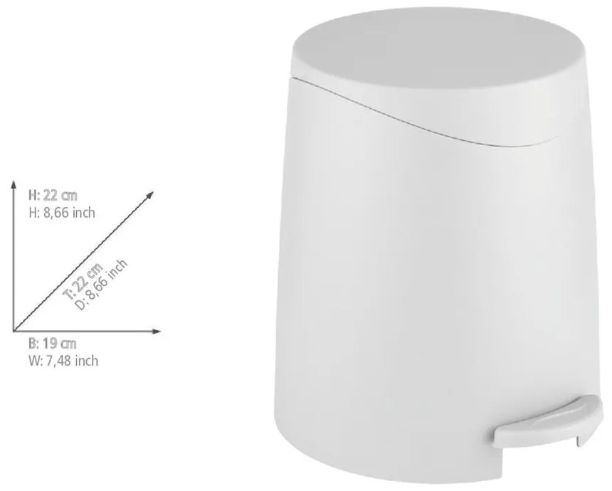 Coș de gunoi alb cu pedală din plastic 3 l Portes – Allstar