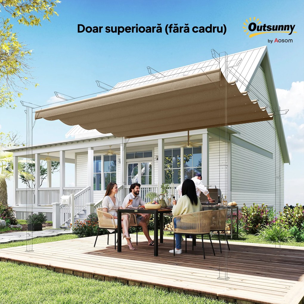 Outsunny Acoperiș de Schimb pentru Pergolă cu 10 Orificii de Drenaj, Permeabil, 4x3 m, Bej | Aosom Romania