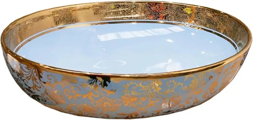 Lavoar pe blat Rune Ingvar oval 51 cm albastru-auriu lucios