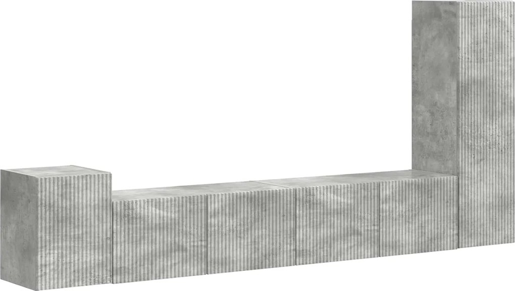 vidaXL Set comodă TV Pe perete 3 pcs Gri din beton Lemn compozit