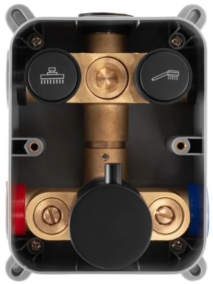 REA-P8551 - Set de duș LUNGO cu baterie termostatată încastrată, auriu periat